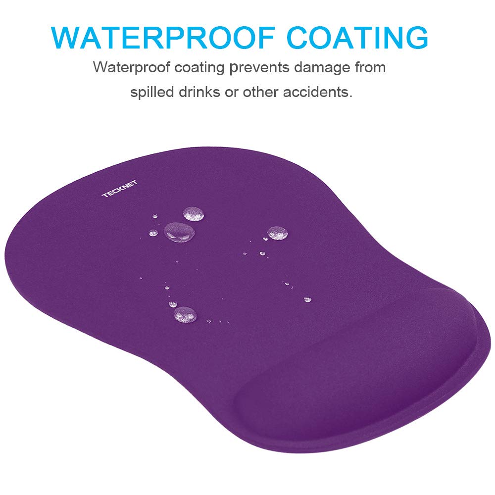 TECKNET Mouse Mat with Memory Foam Rest -Non-slip Rubber base- Special-Textured Water-Resistant Surface
