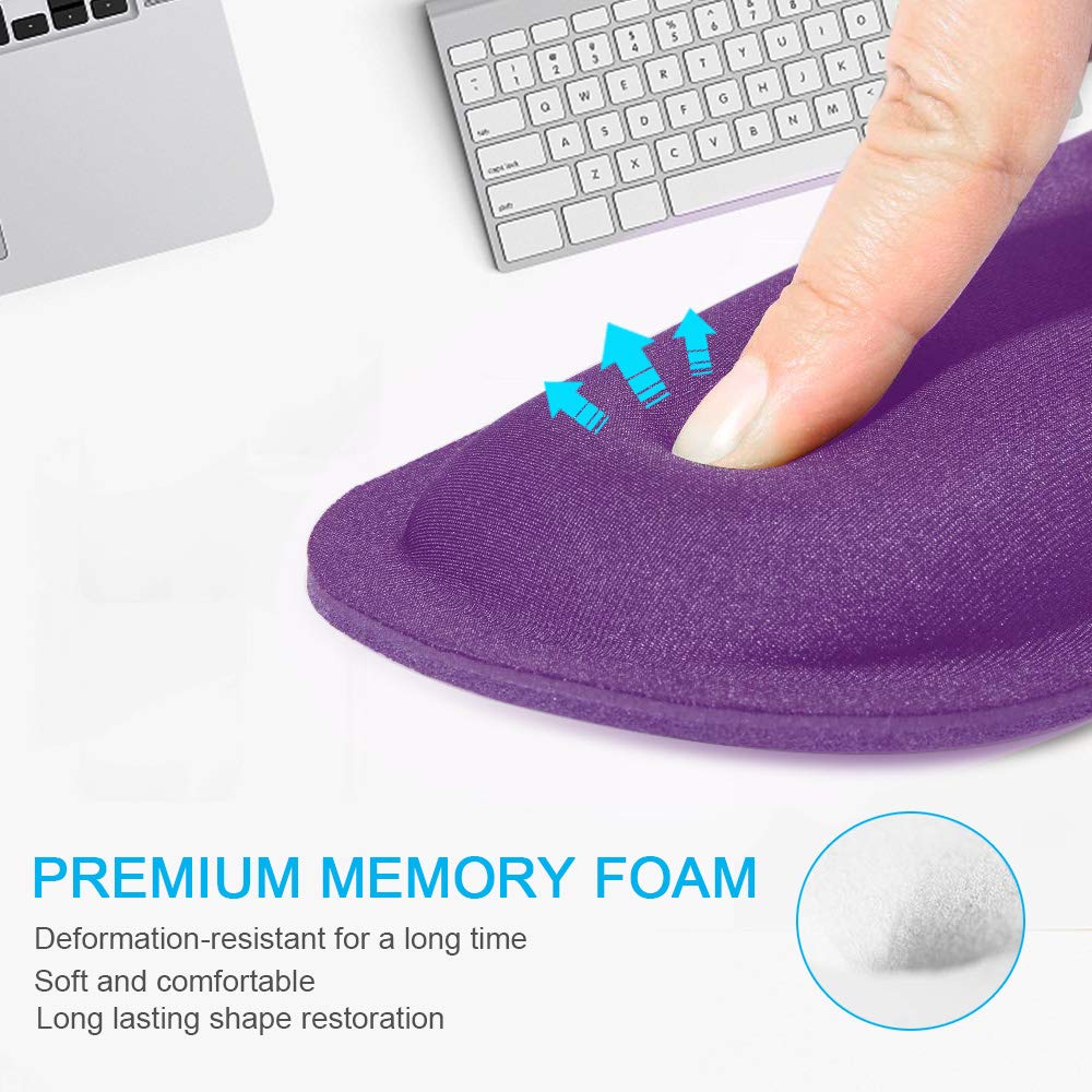 TECKNET Mouse Mat with Memory Foam Rest -Non-slip Rubber base- Special-Textured Water-Resistant Surface