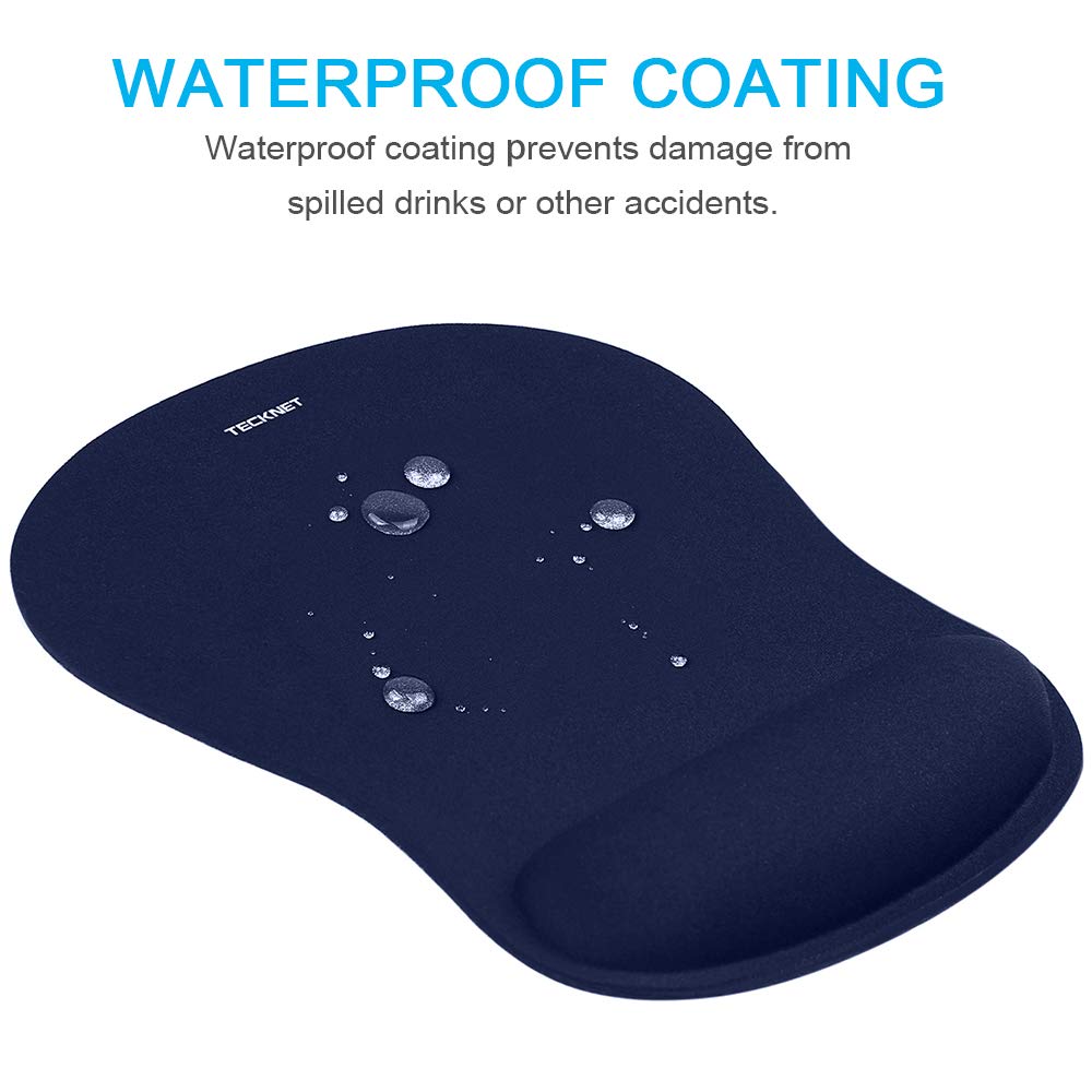 TECKNET Mouse Mat with Memory Foam Rest -Non-slip Rubber base- Special-Textured Water-Resistant Surface