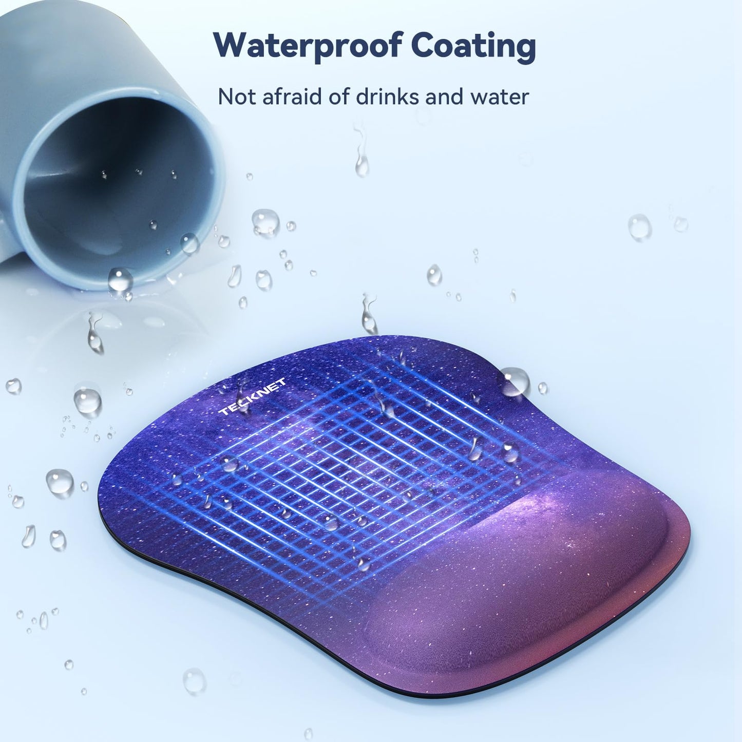 TECKNET Mouse Mat with Memory Foam Rest -Non-slip Rubber base- Special-Textured Water-Resistant Surface