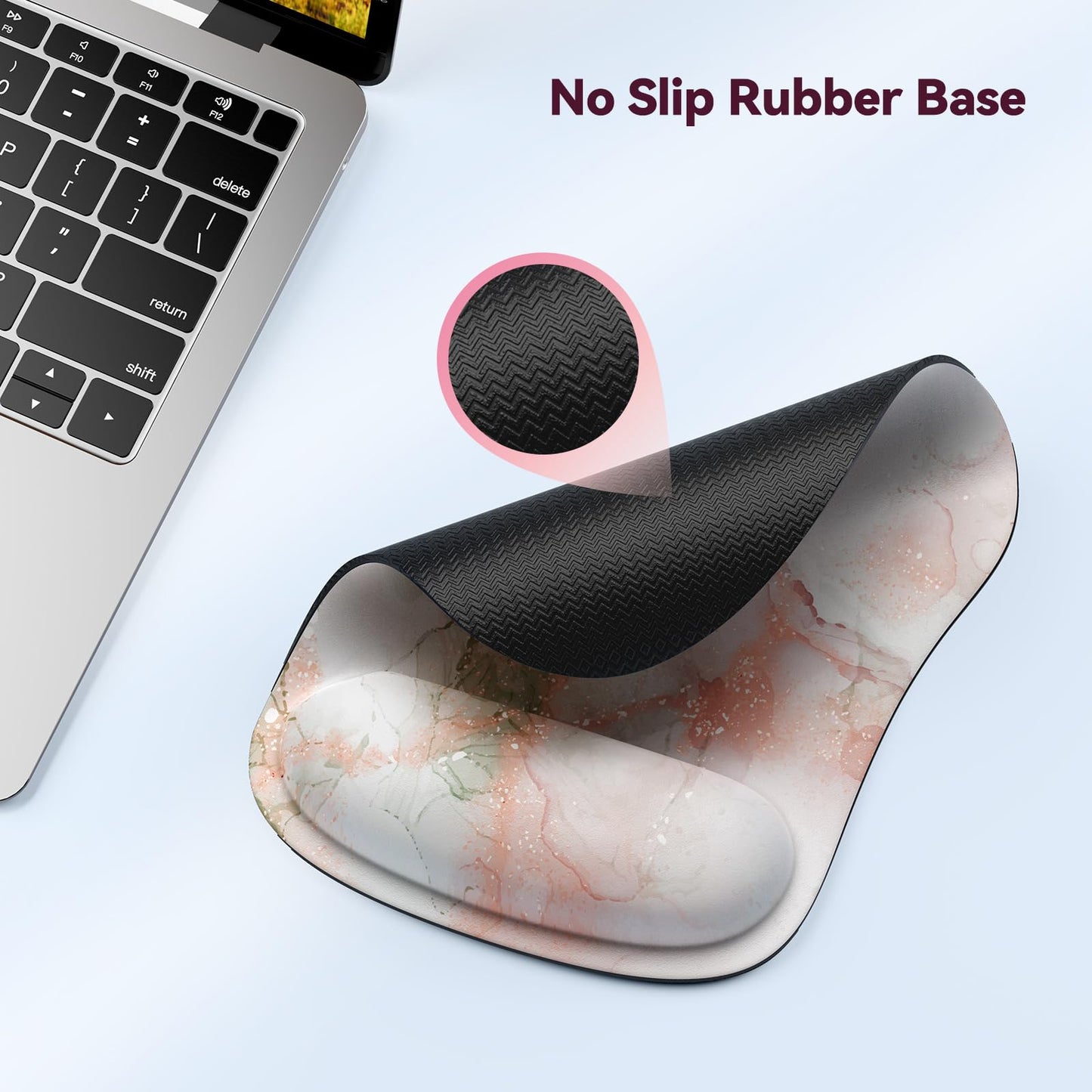 TECKNET Mouse Mat with Memory Foam Rest -Non-slip Rubber base- Special-Textured Water-Resistant Surface