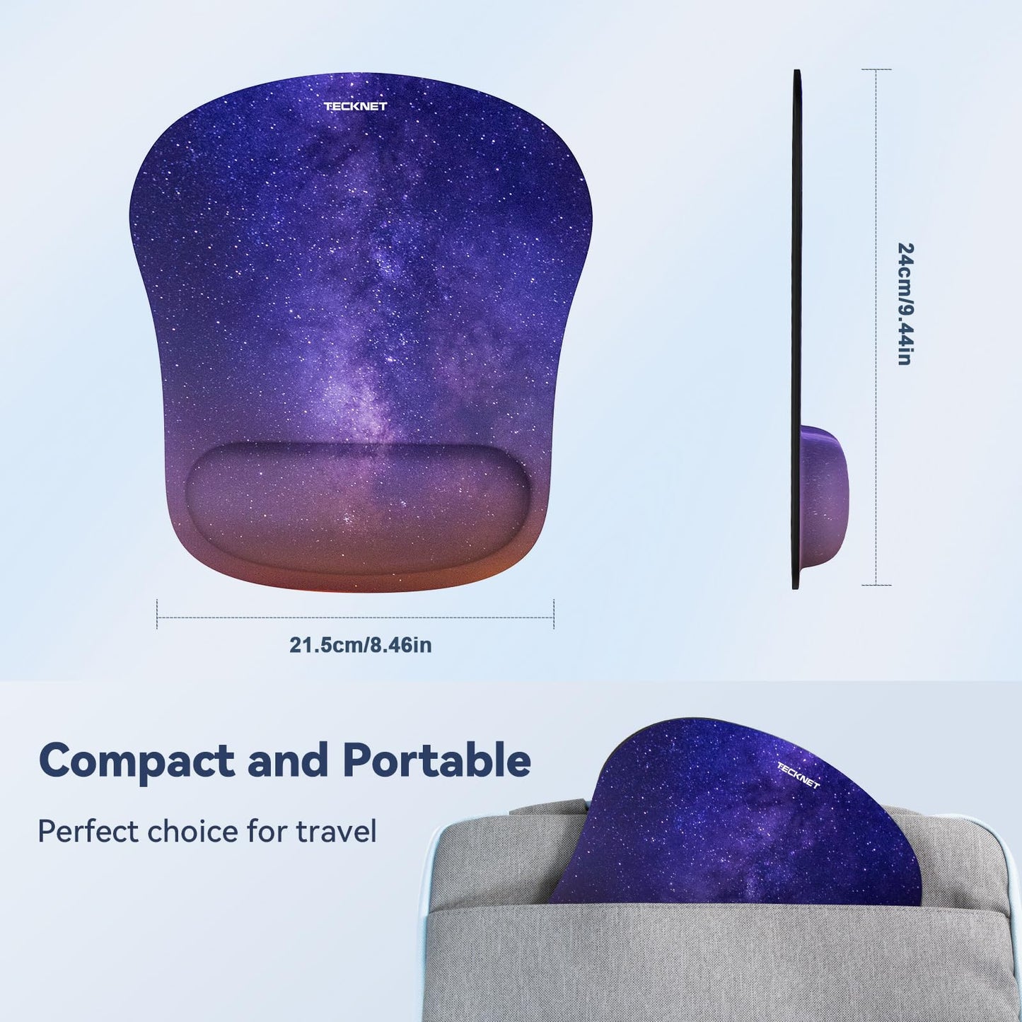 TECKNET Mouse Mat with Memory Foam Rest -Non-slip Rubber base- Special-Textured Water-Resistant Surface