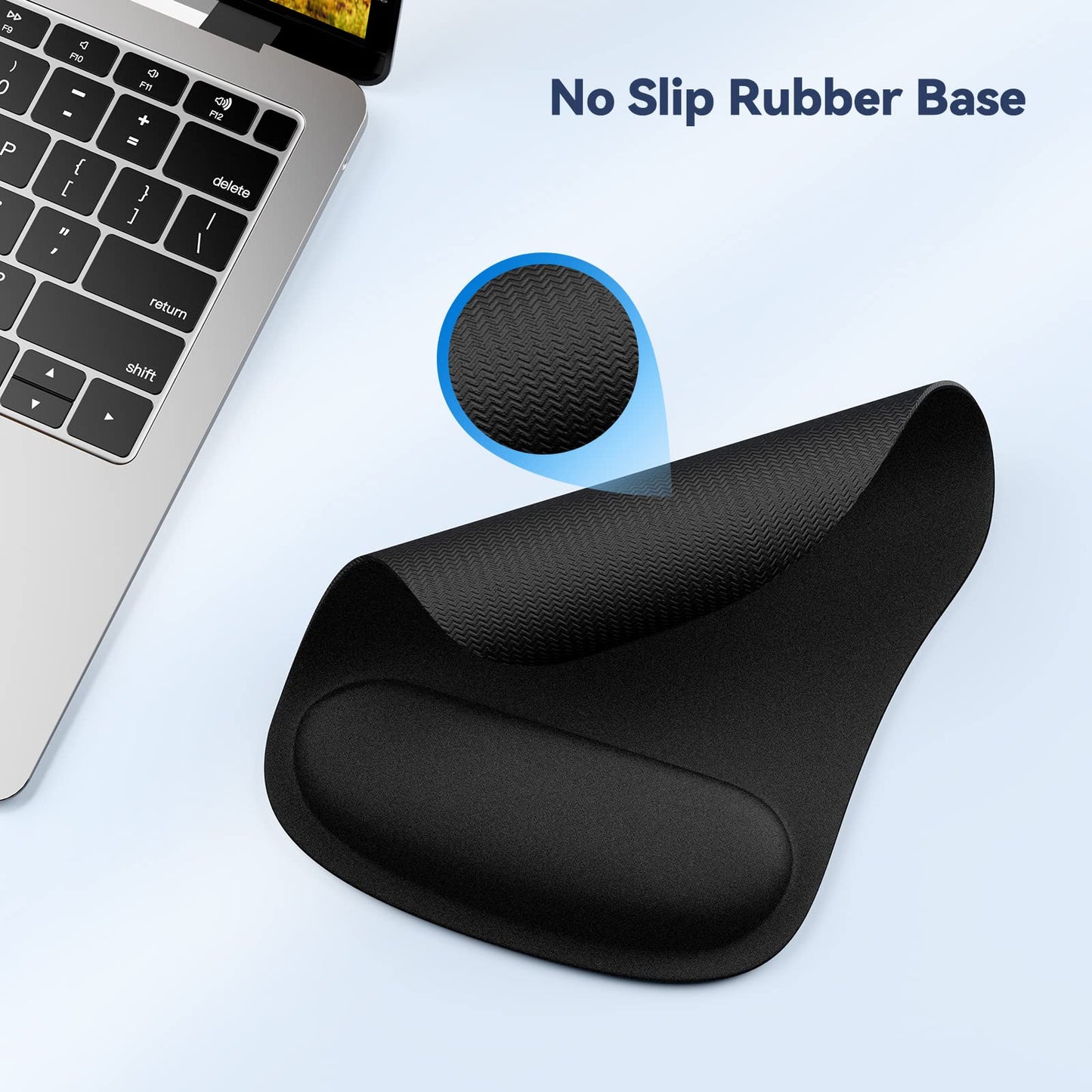 TECKNET Mouse Mat with Memory Foam Rest -Non-slip Rubber base- Special-Textured Water-Resistant Surface