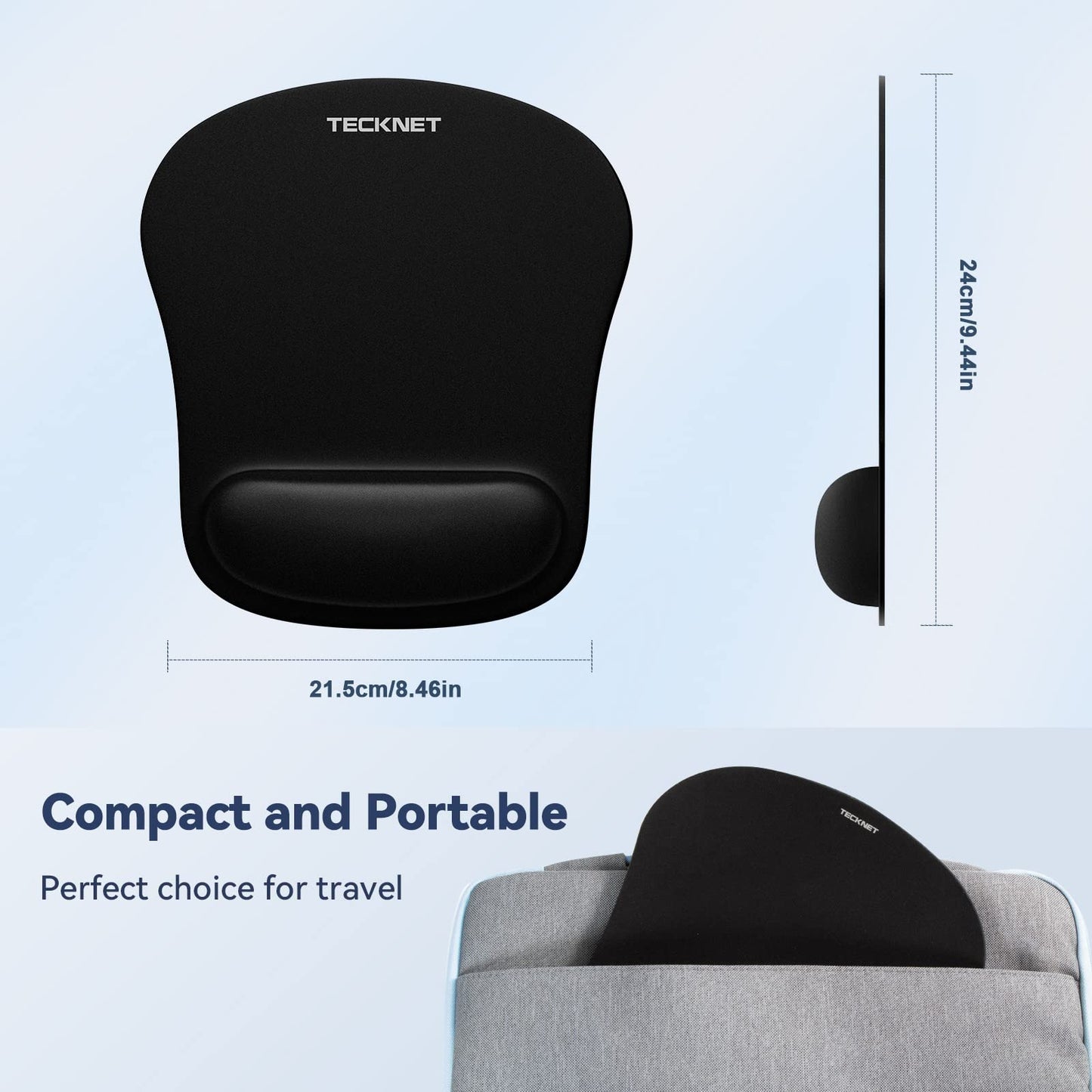 TECKNET Mouse Mat with Memory Foam Rest -Non-slip Rubber base- Special-Textured Water-Resistant Surface