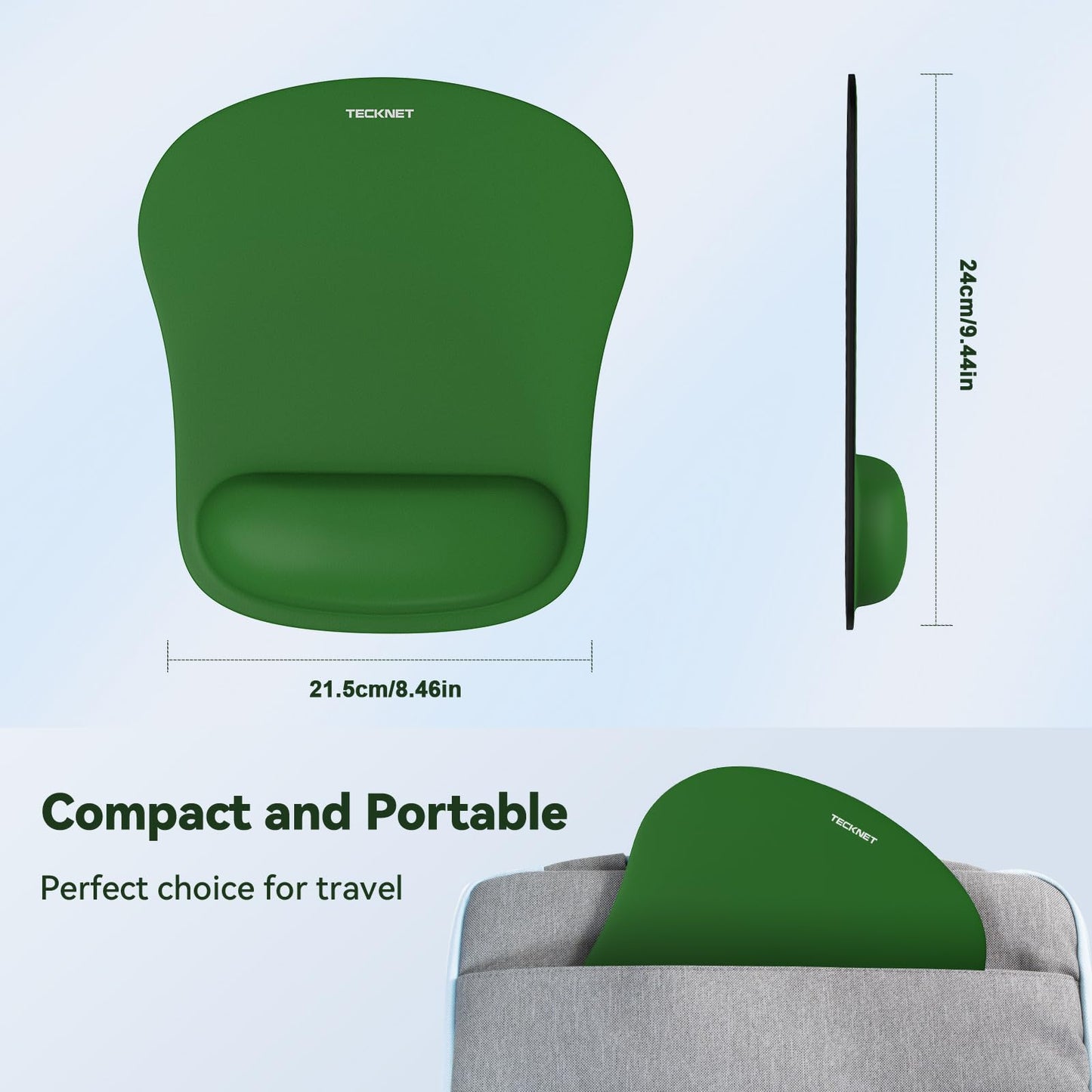 TECKNET Mouse Mat with Memory Foam Rest -Non-slip Rubber base- Special-Textured Water-Resistant Surface