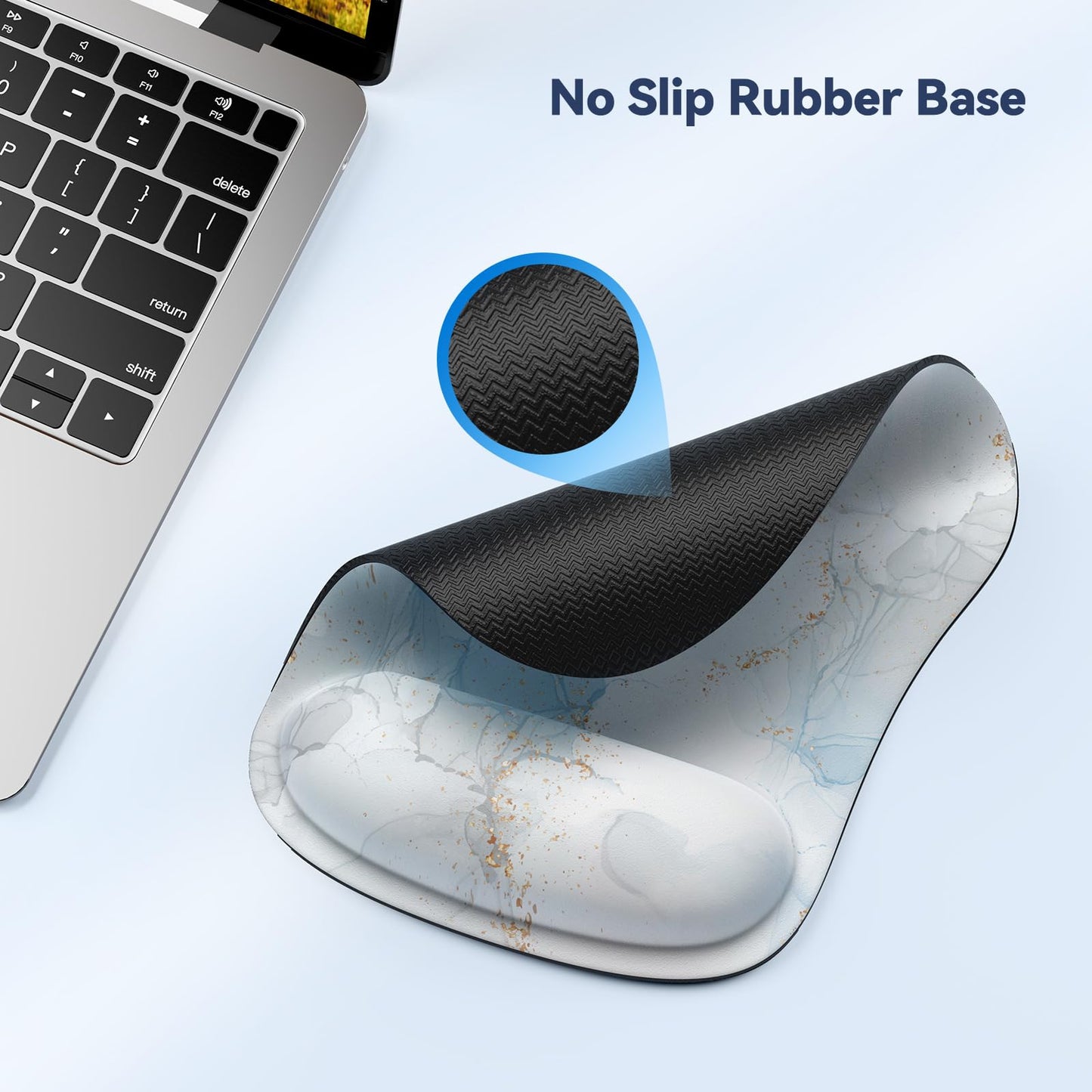 TECKNET Mouse Mat with Memory Foam Rest -Non-slip Rubber base- Special-Textured Water-Resistant Surface