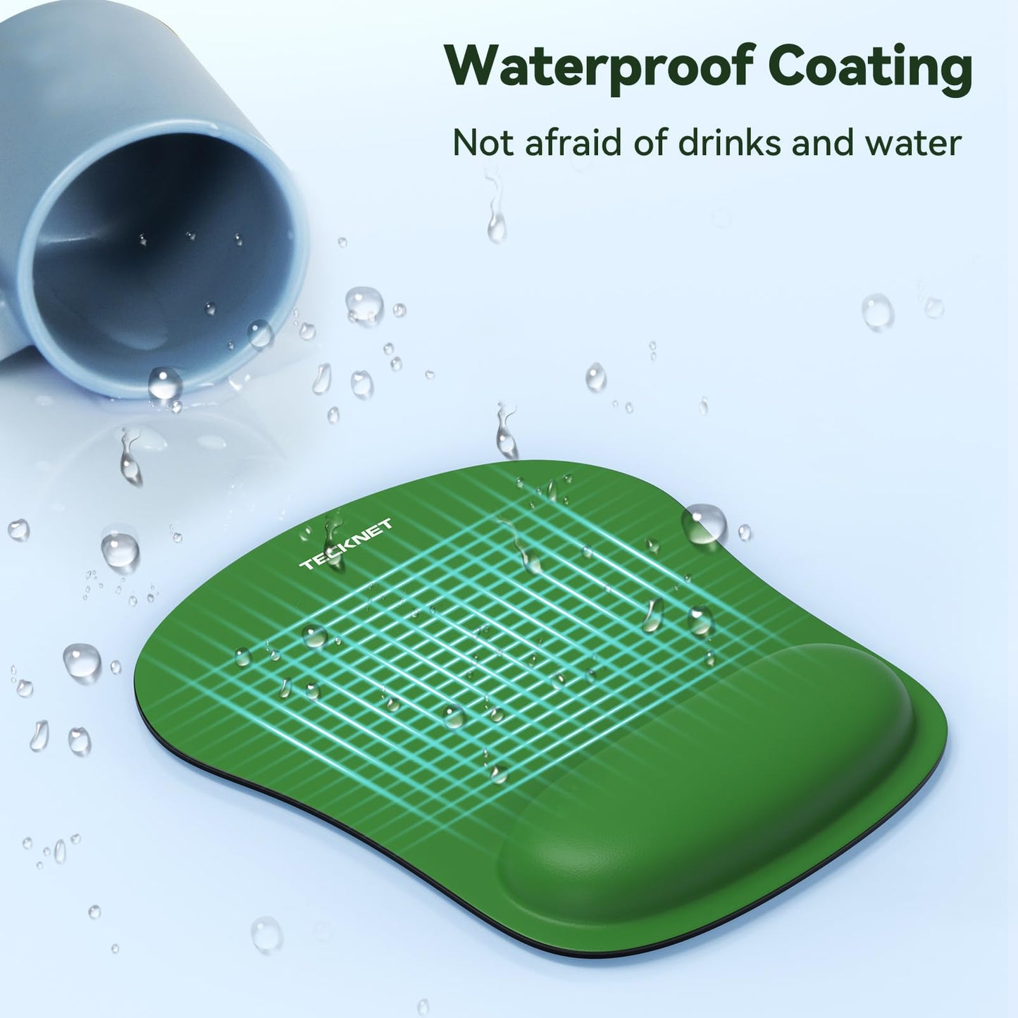 TECKNET Mouse Mat with Memory Foam Rest -Non-slip Rubber base- Special-Textured Water-Resistant Surface