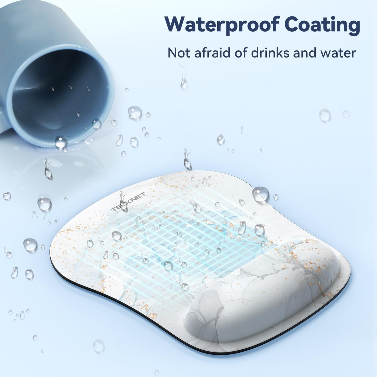 TECKNET Mouse Mat with Memory Foam Rest -Non-slip Rubber base- Special-Textured Water-Resistant Surface