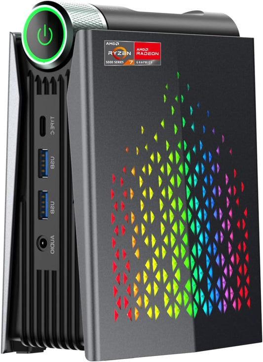 ACEMAGICIAN Mini Gaming PC AMD Ryzen 7 Pro 5875U(up to 4.50Ghz), 32GB DDR4(Dual Channel) 512GB NVMe SSD Mini Computers, 4K-Triple-Screen/WiFi6/BT5.2/RGB Lights/3 Modes Mini Desktop Pc for Gamer